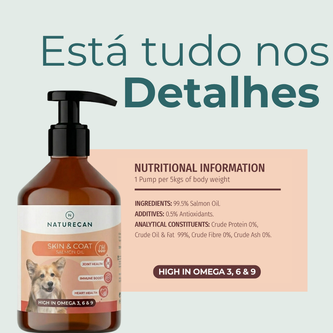 Óleo de Salmão para Cães informação nutricional