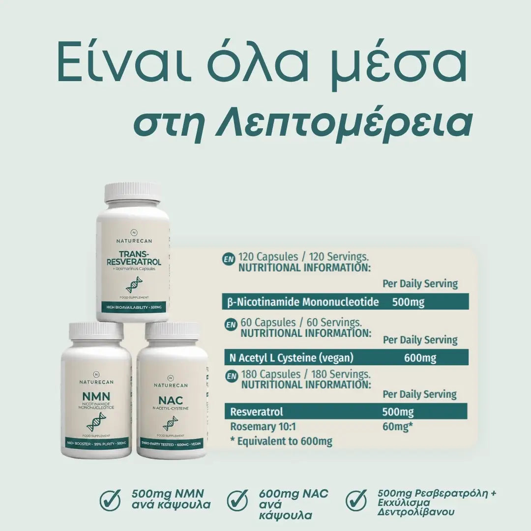 Πακέτο Αντιγήρανσης & Μακροζωίας: NMN, NAD+ & Ρεσβερατρόλη